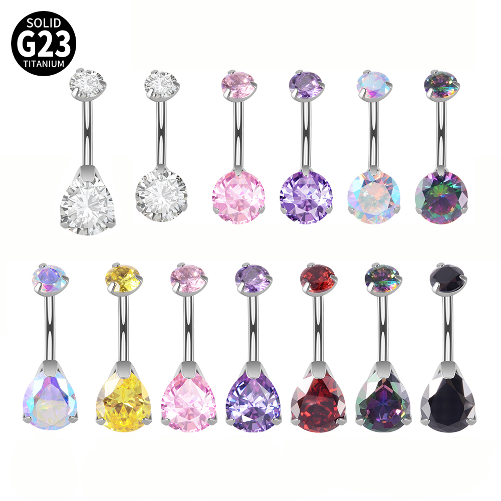 Belly Bar Titanium - 1PC G23 Titanium Zircon Belly Button