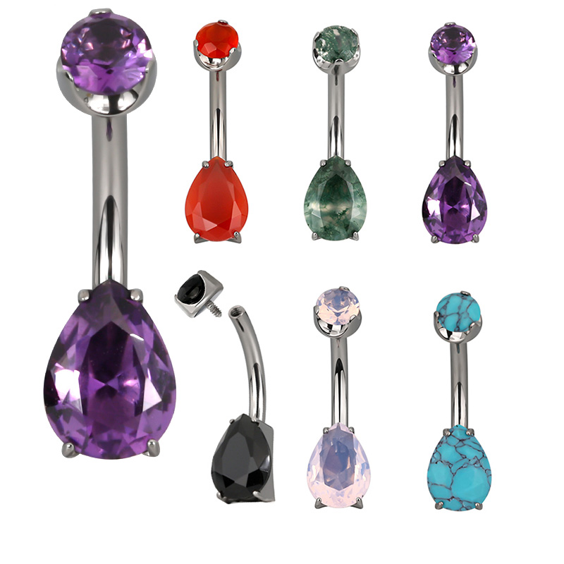Belly Bar Titanium - ASTM F136 Titanium PIERC Pear Shape