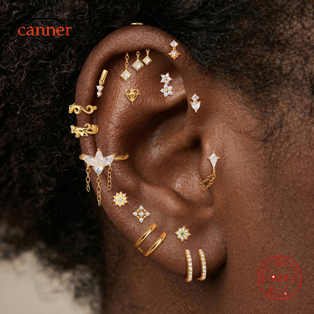 Body Jewelry Flat Back - CANNER 1PC 925 Sterling Silver Double