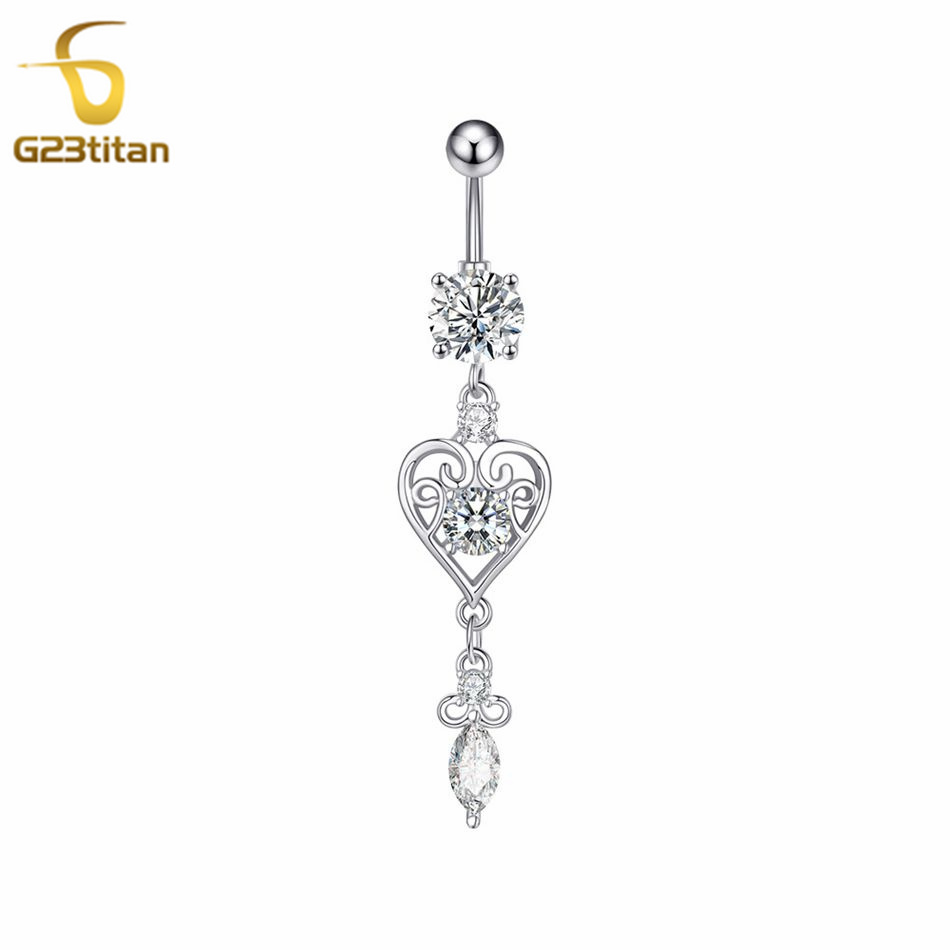 Belly Bar Titanium - G23Titan Trendy Bohemia Heart Shaped Pendant