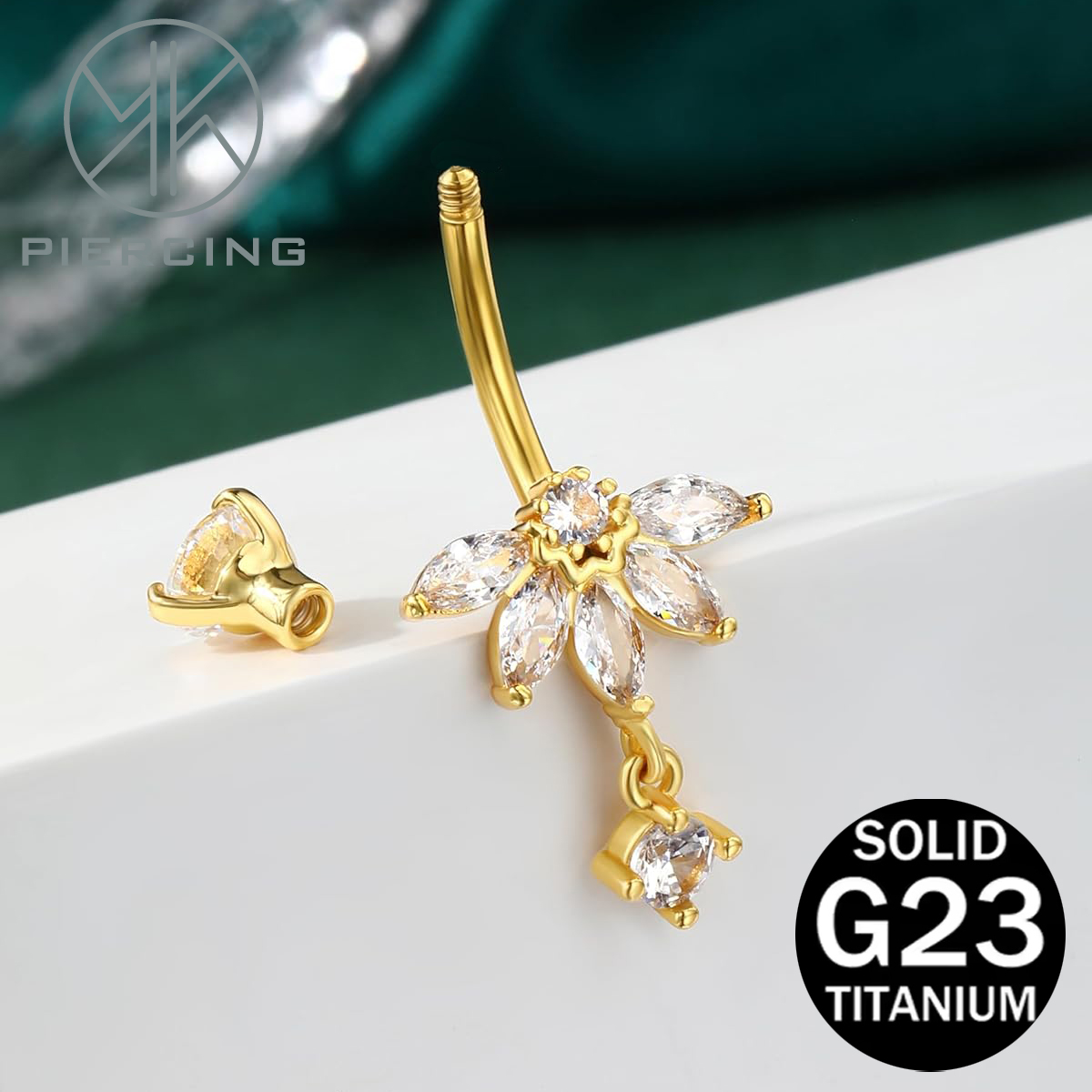 Lotus-design CZ Belly Button R - Belly Bar Titanium recension och pris
