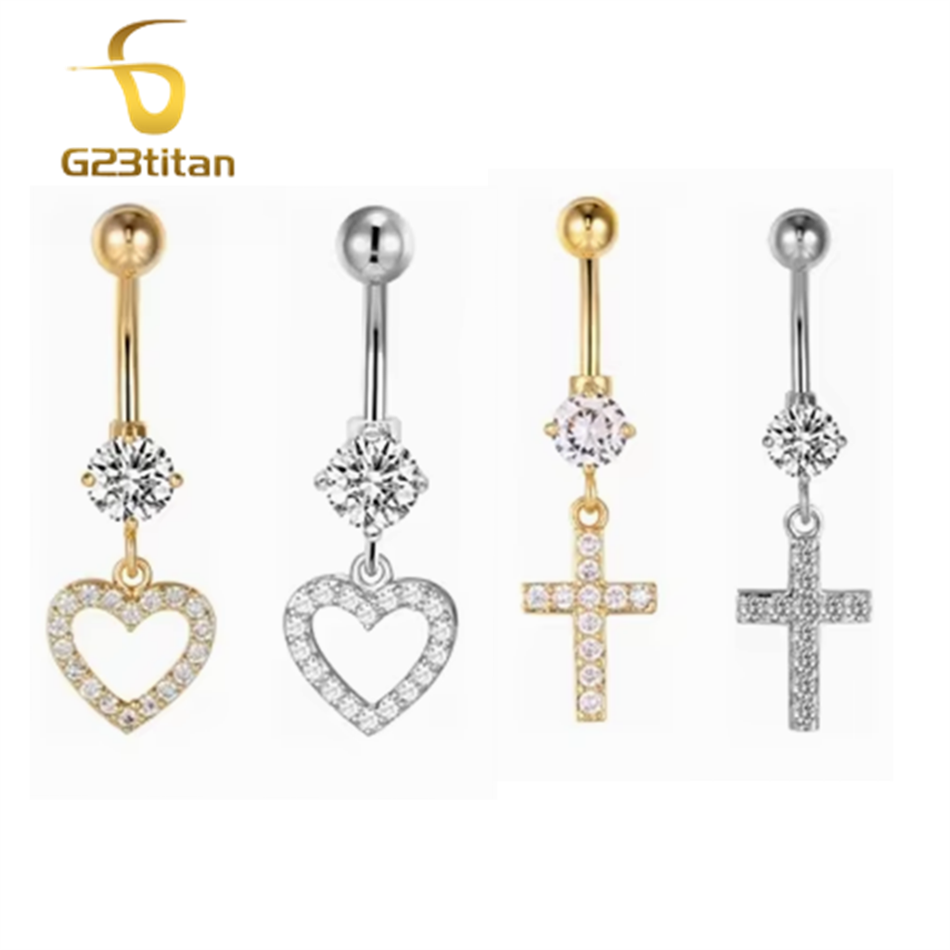 Dangle Belly Button Ring Heart - Belly Bar Titanium recension och pris