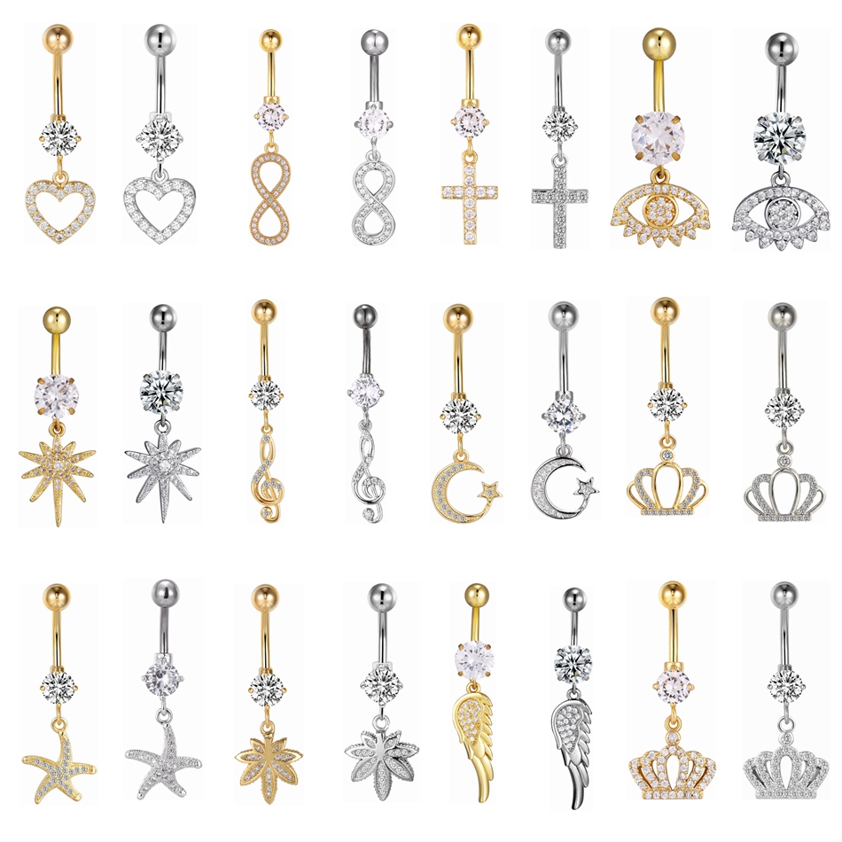 Dangle Belly Button Ring Heart - Belly Bar Titanium recension och pris