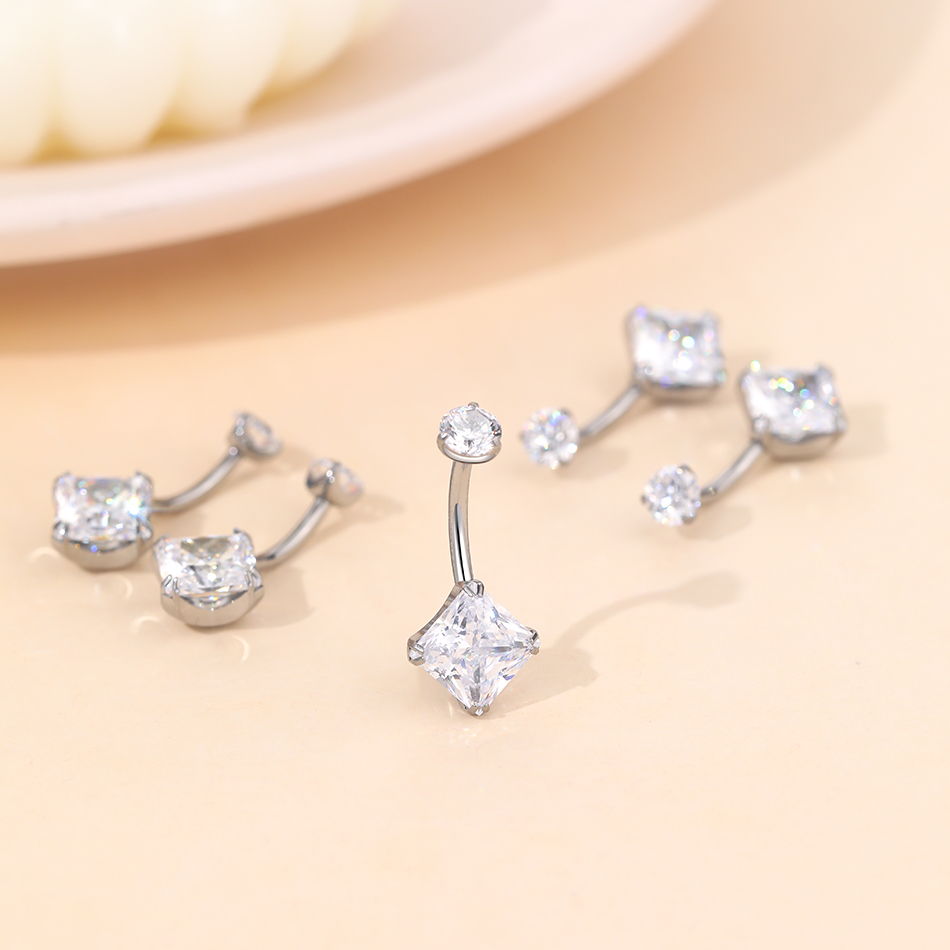 1Pc Titanium Zircon Belly Ring - Belly Bar Titanium recension och pris