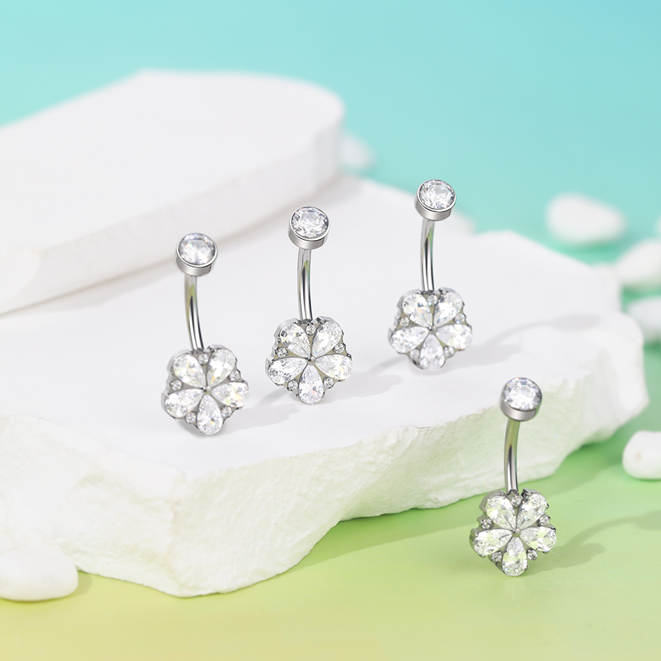 1Pc Titanium Zircon Belly Ring - Belly Bar Titanium recension och pris