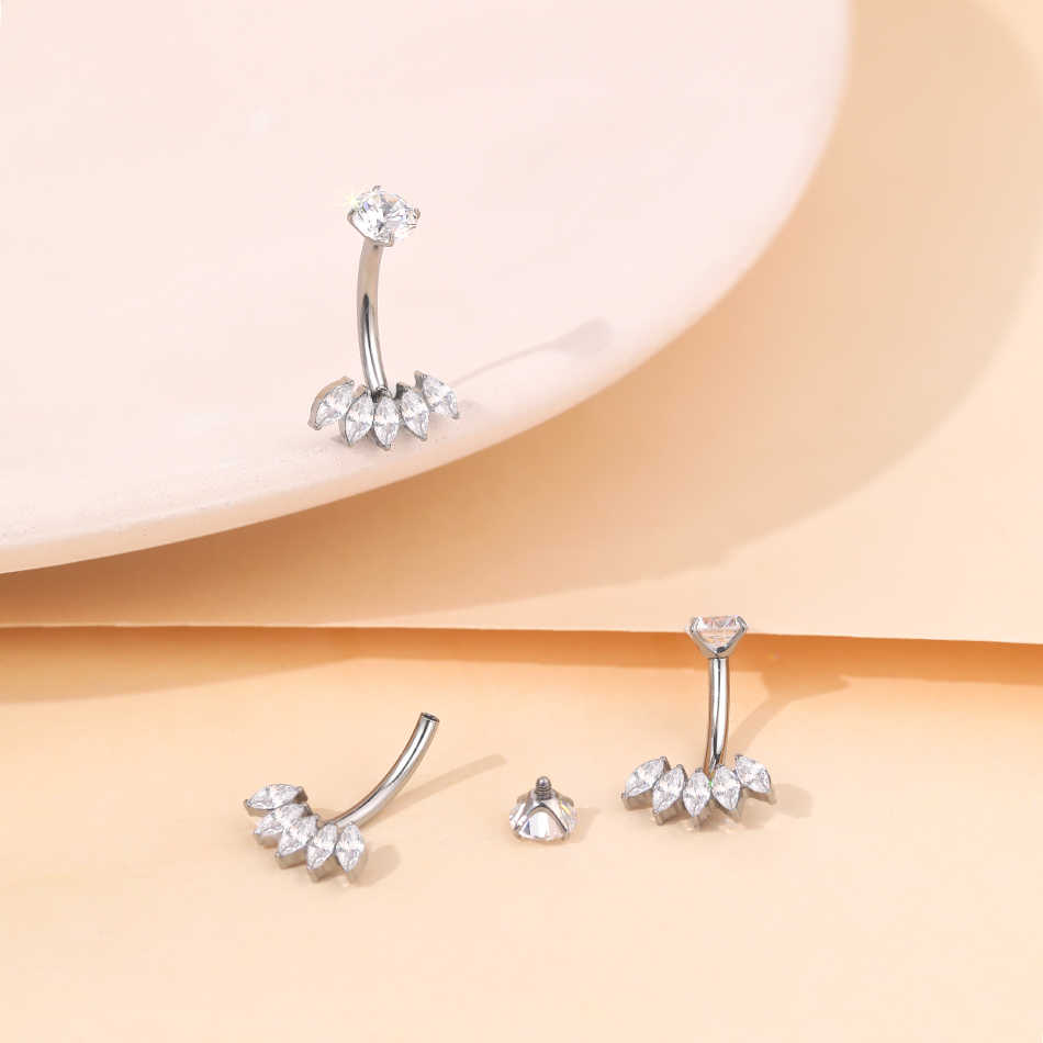 1Pc Titanium Zircon Belly Ring - Belly Bar Titanium recension och pris