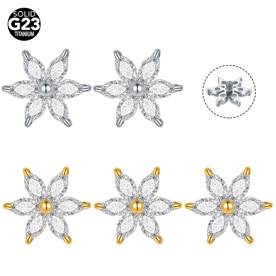1/5PCS Titanium Crystal Flower - Belly Bar Titanium recension och pris