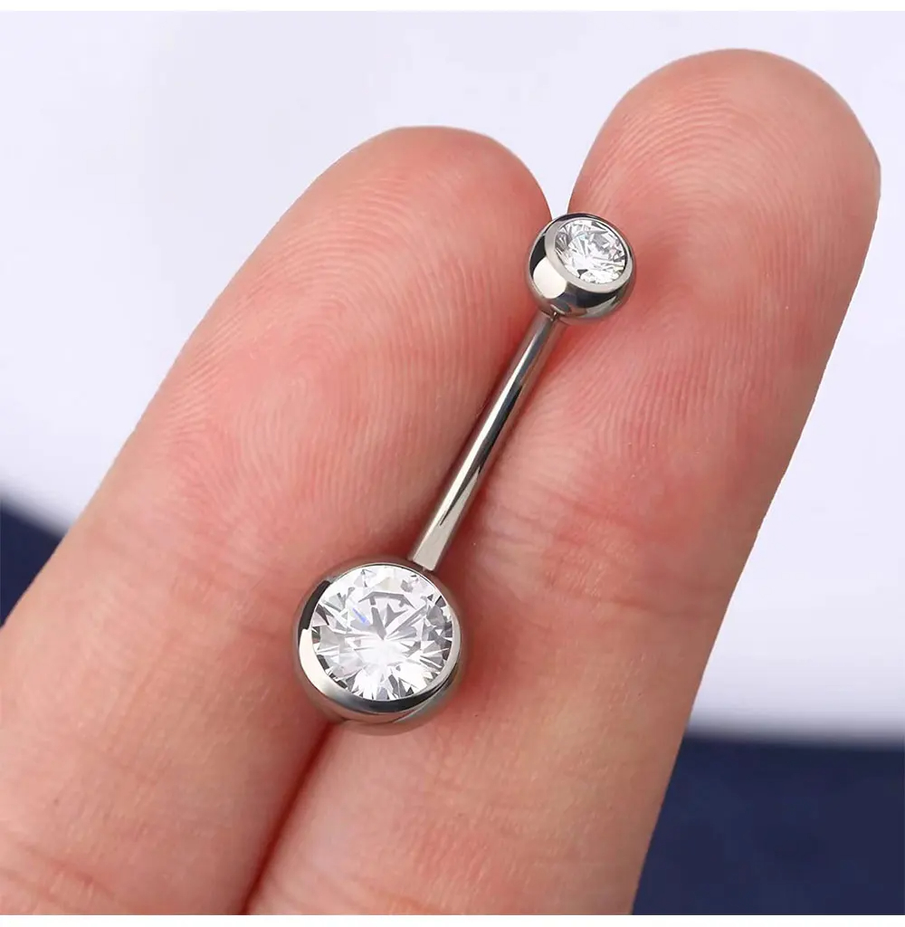 Double Gem Belly Button Rings  - Belly Bar Titanium recension och pris