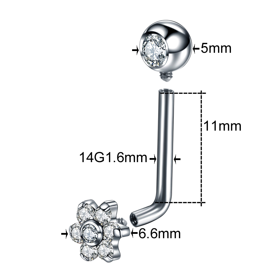 10pcs/lot Titanium Zircon Chri - Belly Bar Titanium recension och pris