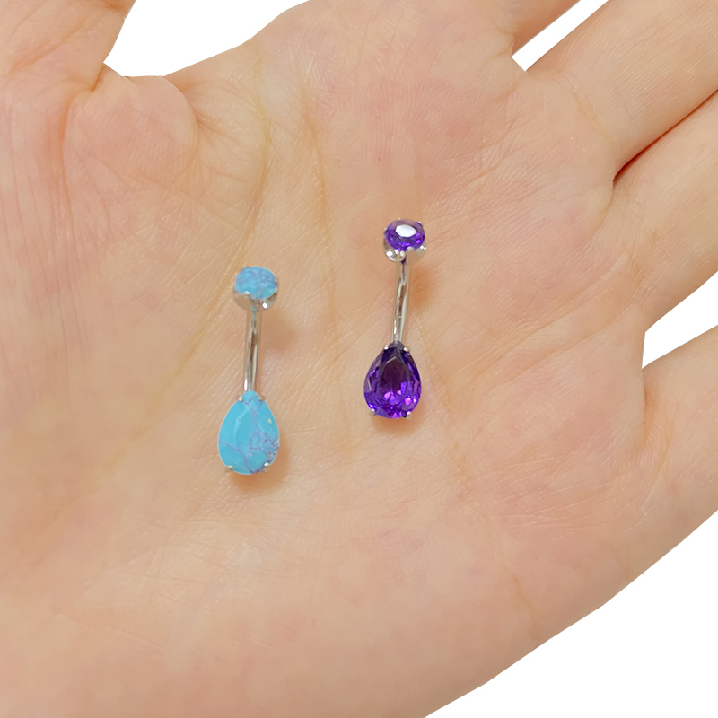 ASTM F136 Titanium PIERC Pear  - Belly Bar Titanium recension och pris