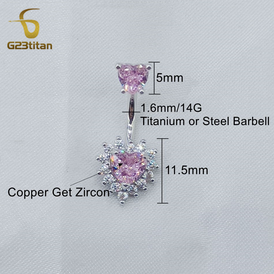 G23Titan 14G Heart Belly Butto - Belly Bar Titanium recension och pris