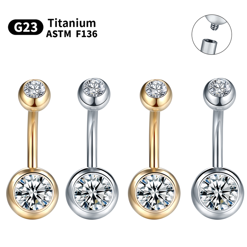 1PC G23 Titanium 14G Gold Colo - Belly Bar Titanium recension och pris