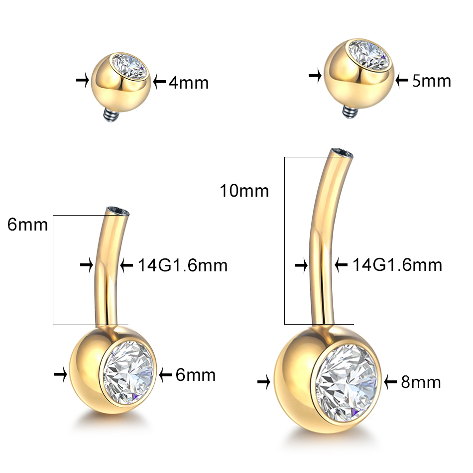 1PC G23 Titanium 14G Gold Colo - Belly Bar Titanium recension och pris