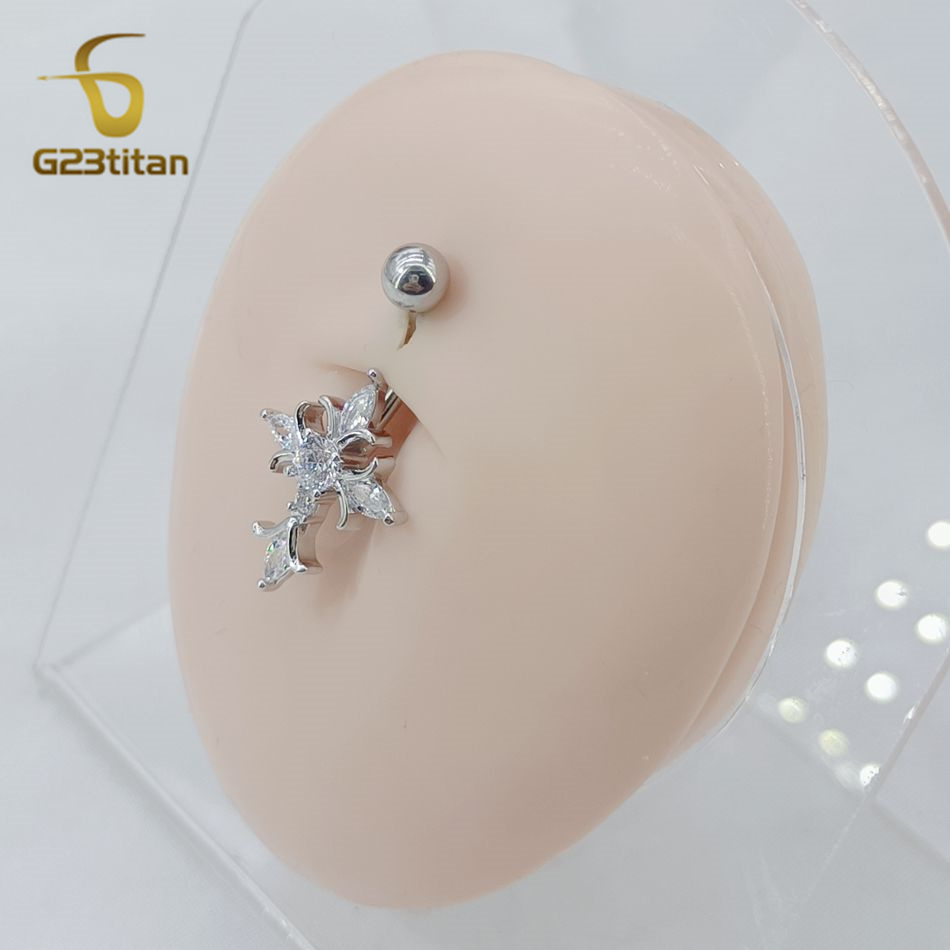 Zircon Cross Belly Button Ring - Belly Bar Titanium recension och pris