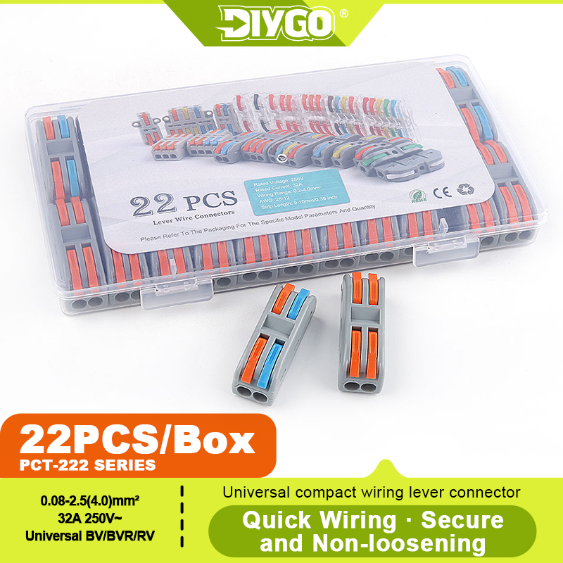 DIY GO 22PCS Lever Wire Connec - Threadless Push Pin recension och pris