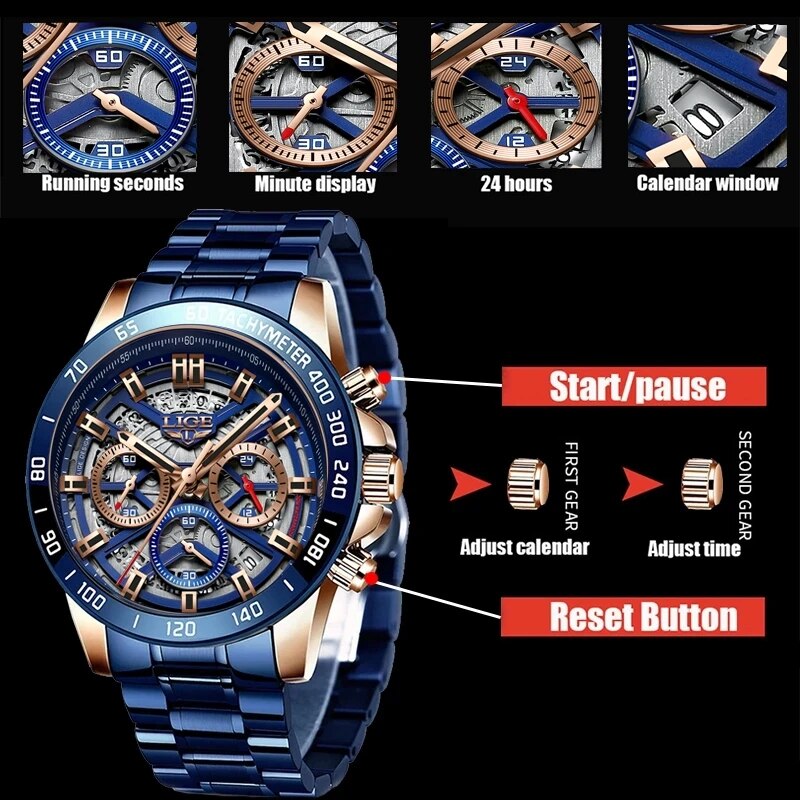 LIGE 2024 New Men Watch Top Br - Threadless Push Pin recension och pris
