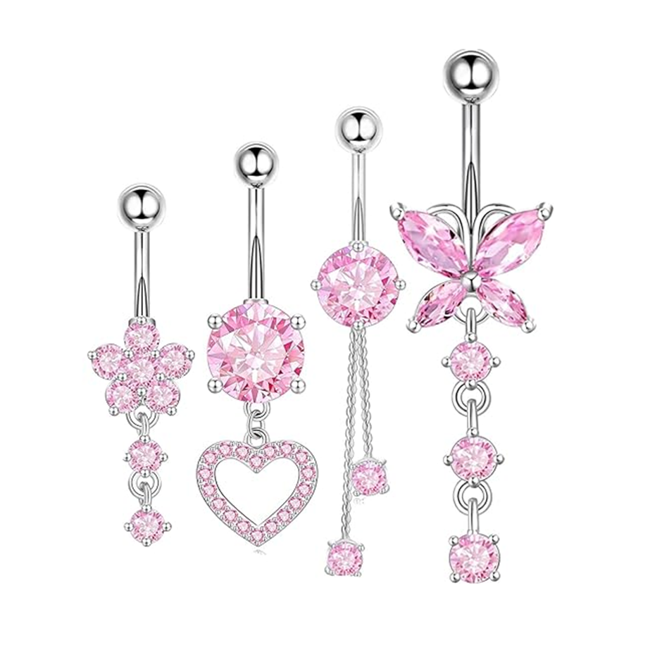 Pink CZ Belly Button Rings Dan - Belly Bar Titanium recension och pris