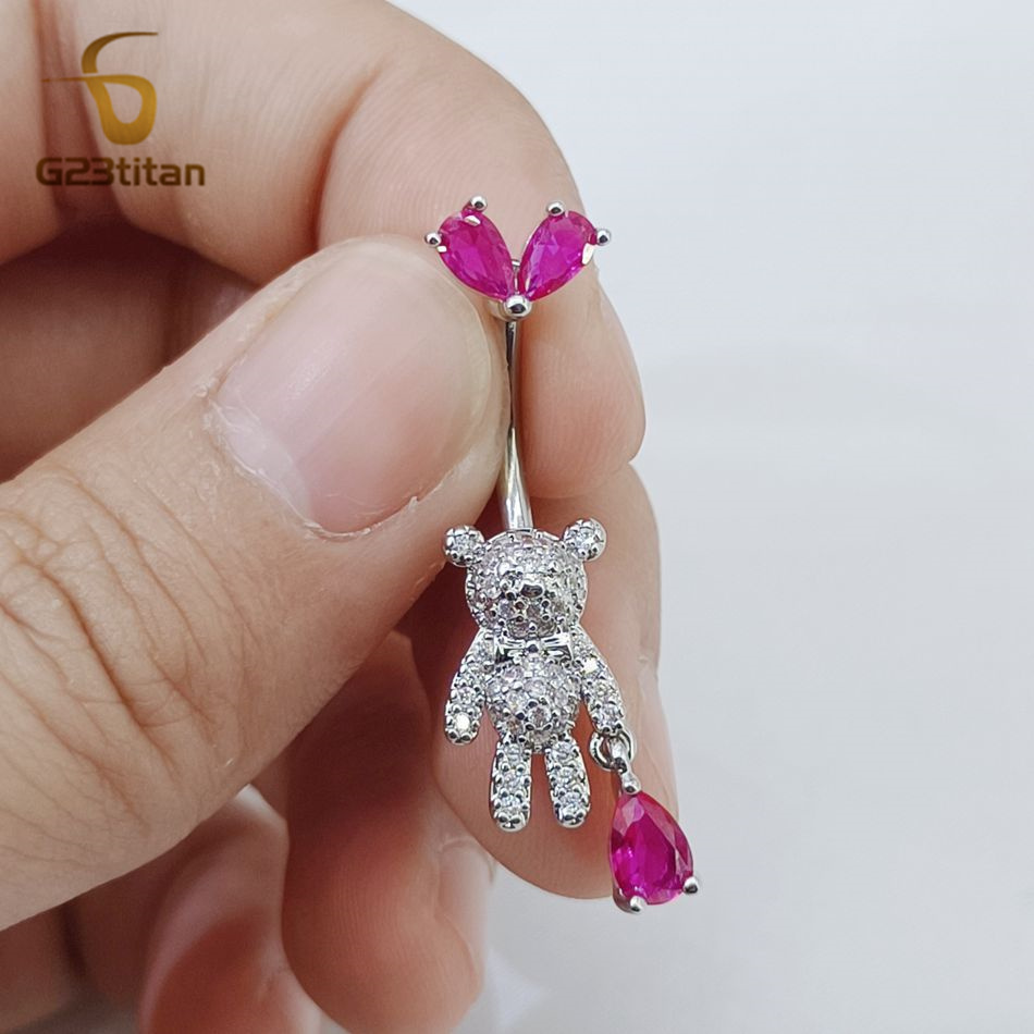 Pink CZ Belly Button Rings Dan - Belly Bar Titanium recension och pris