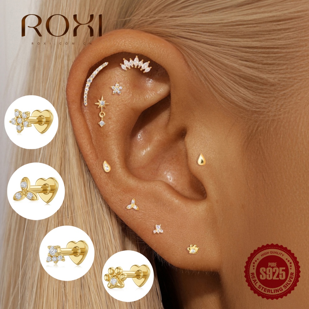 ROXI 1PC 925 Sterling Silver F - Body Jewelry Flat Back recension och pris