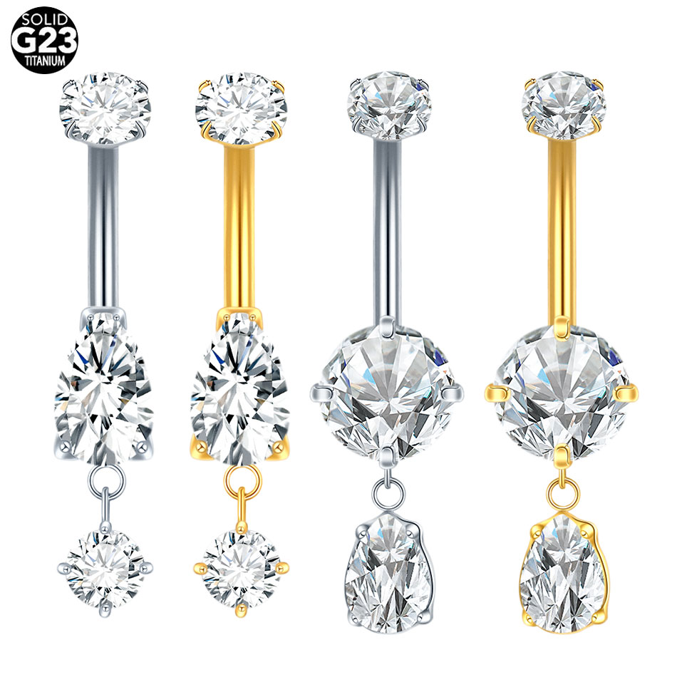 1/5PCS Titanium Crystal Zircon - Belly Bar Titanium recension och pris