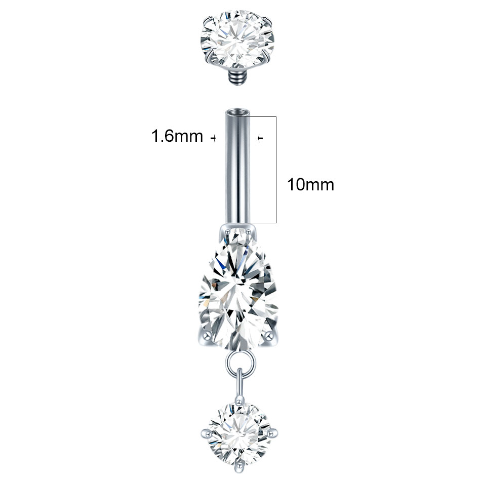 1/5PCS Titanium Crystal Zircon - Belly Bar Titanium recension och pris