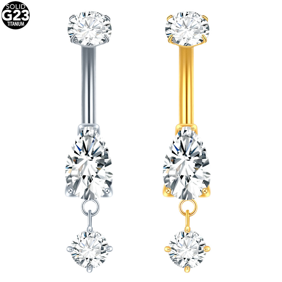 1/5PCS Titanium Crystal Zircon - Belly Bar Titanium recension och pris