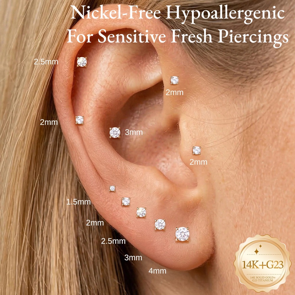 DIeSchein 14K Gold Helix Pierc - Body Jewelry Flat Back recension och pris