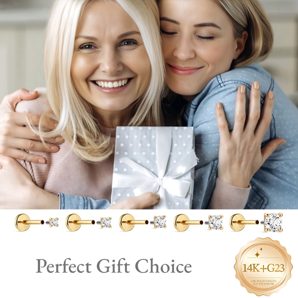 DIeSchein 14K Gold Helix Pierc - Body Jewelry Flat Back recension och pris